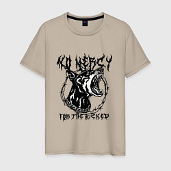 Футболка хлопковая мужская Нет пощады нечестивым, цвет: миндальный