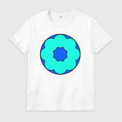 Футболка хлопковая мужская Цветочный орнамент из окружностей, цвет: белый