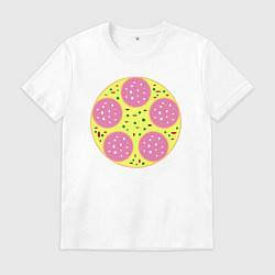 Футболка хлопковая мужская Геометрическая пицца, цвет: белый