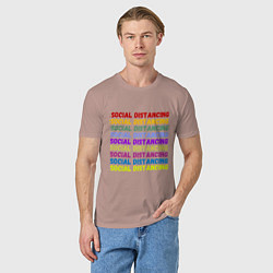 Футболка хлопковая мужская Social distancing - социальная дистанция, цвет: пыльно-розовый — фото 2