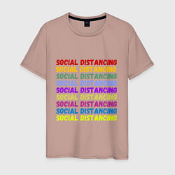 Футболка хлопковая мужская Social distancing - социальная дистанция, цвет: пыльно-розовый