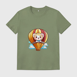 Мужская футболка Львёнок на воздушном шаре