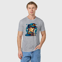 Футболка хлопковая мужская Jojo - Jotaro Kujo ai art, цвет: меланж — фото 2