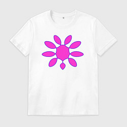 Футболка хлопковая мужская Узор ярко-розовый, цвет: белый