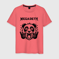 Футболка хлопковая мужская Megadeth - rock panda, цвет: коралловый