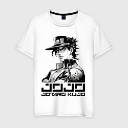 Футболка хлопковая мужская Jotaro Kujo - jojo ai art, цвет: белый