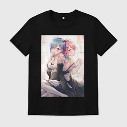 Футболка хлопковая мужская ReZero Рем - Жизнь с нуля в альтернативном мире, цвет: черный