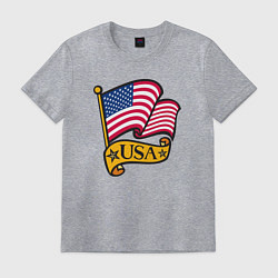 Футболка хлопковая мужская American flag, цвет: меланж