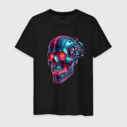 Футболка хлопковая мужская Metal cyber skull - ai art, цвет: черный