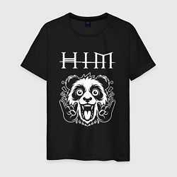 Футболка хлопковая мужская HIM rock panda, цвет: черный