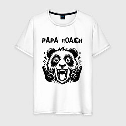 Футболка хлопковая мужская Papa Roach - rock panda, цвет: белый