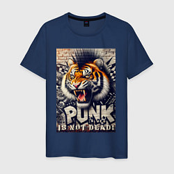 Футболка хлопковая мужская Cool tiger - punks not dead, цвет: тёмно-синий