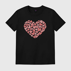 Футболка хлопковая мужская Hearts love, цвет: черный