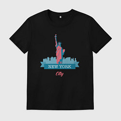 Футболка хлопковая мужская Статуя Свободы в Нью-Йорке, цвет: черный
