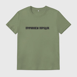 Футболка хлопковая мужская Причиняем порядок, цвет: авокадо