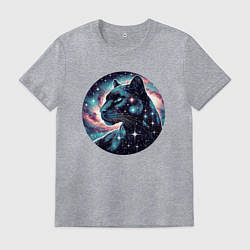 Футболка хлопковая мужская Звёздная пантера - нейросеть, цвет: меланж