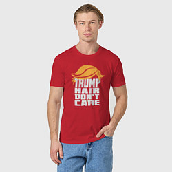 Футболка хлопковая мужская Trump hair dont care, цвет: красный — фото 2