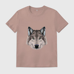 Футболка хлопковая мужская Классный красивый волк, цвет: пыльно-розовый