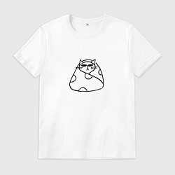 Футболка хлопковая мужская Серьезный деловой кот в пледе и очках, цвет: белый