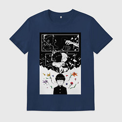Футболка хлопковая мужская Моб Психо Шигэо Кагэяма, цвет: тёмно-синий