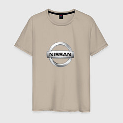 Футболка хлопковая мужская Nissan logo, цвет: миндальный