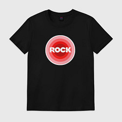 Футболка хлопковая мужская Рок ретро в красном, цвет: черный