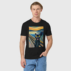 Футболка хлопковая мужская Пантера кричит - мем нейросеть, цвет: черный — фото 2