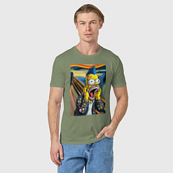 Футболка хлопковая мужская Гомер Симпсон кричит - мем нейросеть, цвет: авокадо — фото 2