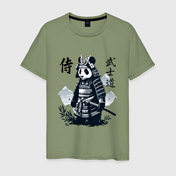 Футболка хлопковая мужская Panda samurai - bushido ai art fantasy, цвет: авокадо