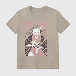 Футболка хлопковая мужская Demon slayer Nezuko pinck, цвет: миндальный