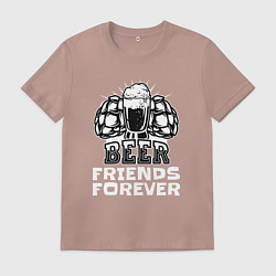 Футболка хлопковая мужская Пивные друзья навсегда, цвет: пыльно-розовый