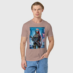 Футболка хлопковая мужская Barbie military - special forces, цвет: пыльно-розовый — фото 2