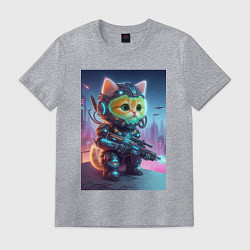 Футболка хлопковая мужская Cool kitten - special cyberforces, цвет: меланж