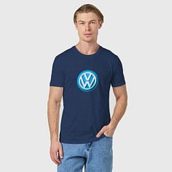 Футболка хлопковая мужская Volkswagen logo blue, цвет: тёмно-синий — фото 2