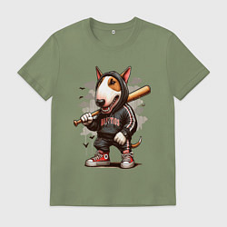 Футболка хлопковая мужская Bully with a baseball bat - ai art fantasy, цвет: авокадо