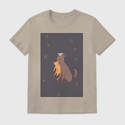 Футболка хлопковая мужская Корзинка фруктов Юки Сома, цвет: миндальный