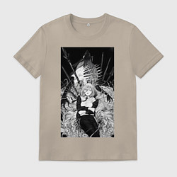 Футболка хлопковая мужская Человек-бензопила Пауэр Охотница на демонов, цвет: миндальный