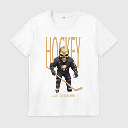 Футболка хлопковая мужская Хоккеист в маске черепа, цвет: белый