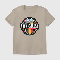 Футболка хлопковая мужская Belgium, цвет: миндальный
