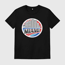 Футболка хлопковая мужская США Майами, цвет: черный