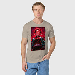 Футболка хлопковая мужская Клинок, рассекающий демонов Тандзиро Камадо охотни, цвет: миндальный — фото 2