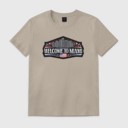 Футболка хлопковая мужская Добро пожаловать в Майами, цвет: миндальный