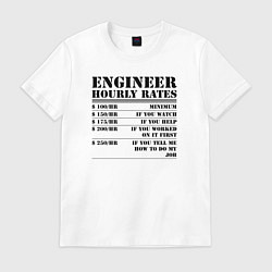 Футболка хлопковая мужская Engineer hourly rates, цвет: белый