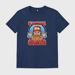 Футболка хлопковая мужская Забавный ретро геймер, цвет: тёмно-синий