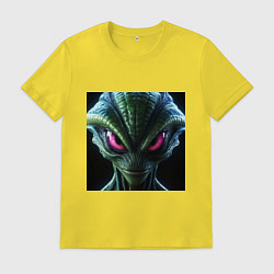 Футболка хлопковая мужская Красноглазый пришелец, цвет: желтый