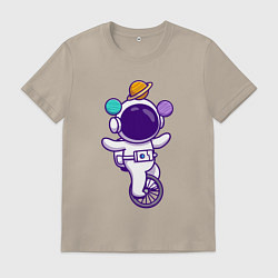 Футболка хлопковая мужская Космонавт жонглёр, цвет: миндальный