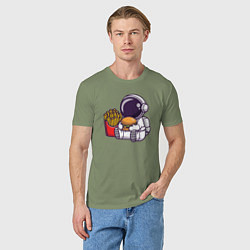 Футболка хлопковая мужская Голодный космонавт, цвет: авокадо — фото 2
