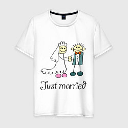 Футболка хлопковая мужская Just married, цвет: белый