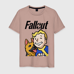 Футболка хлопковая мужская Vault boy and shepherd, цвет: пыльно-розовый