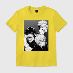 Футболка хлопковая мужская Магическая битва Тодзи Фусигуро Сукуна Рёмэн, цвет: желтый